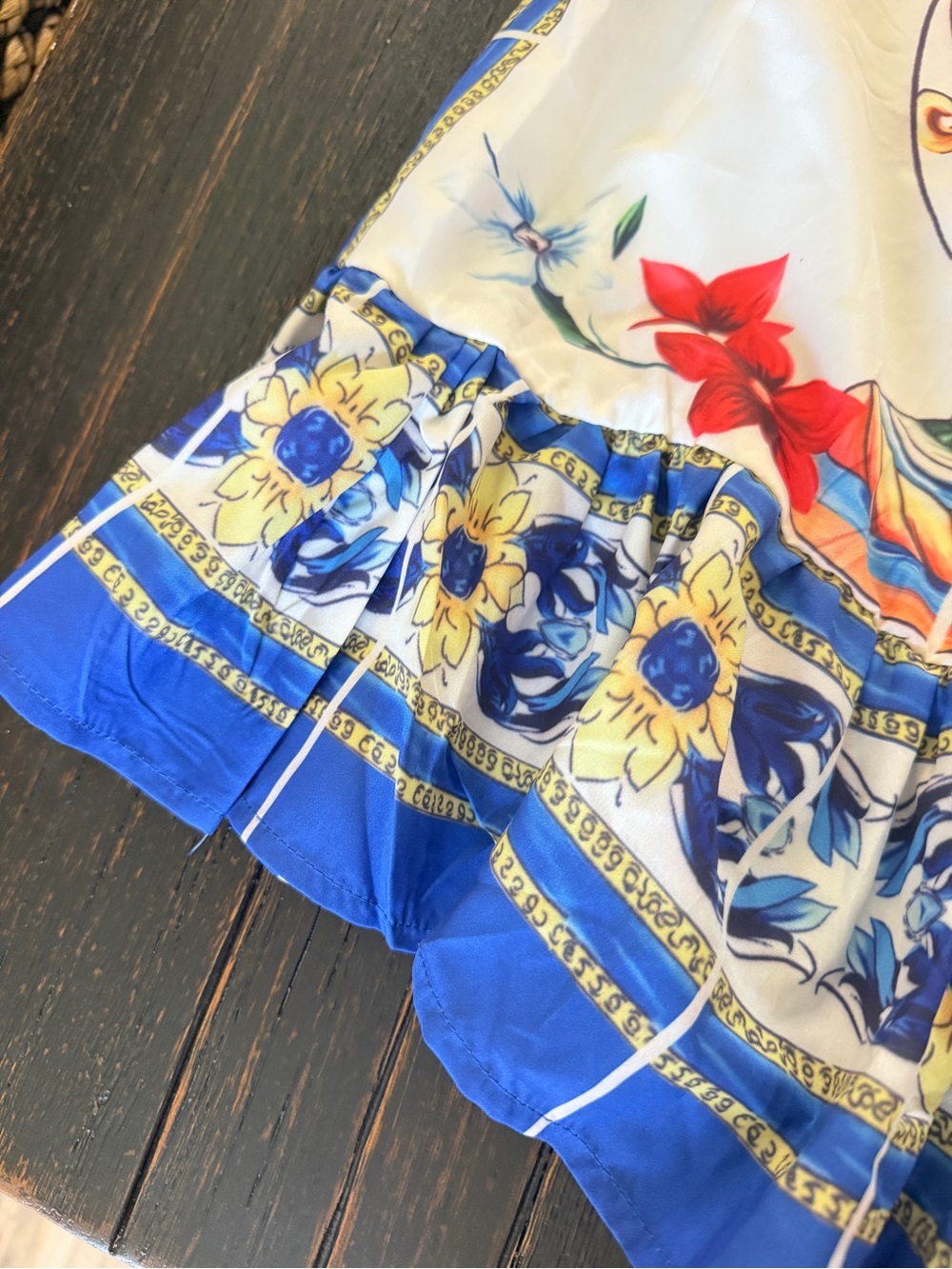 Floral Blue & White Maxi Skirt with Vibrant Print (Unworn) - Picture 7 of 9